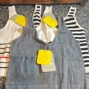 LemonSky Ribbed Crop v-Neck Camisole Tank Top -‎ Large New with tags stre…